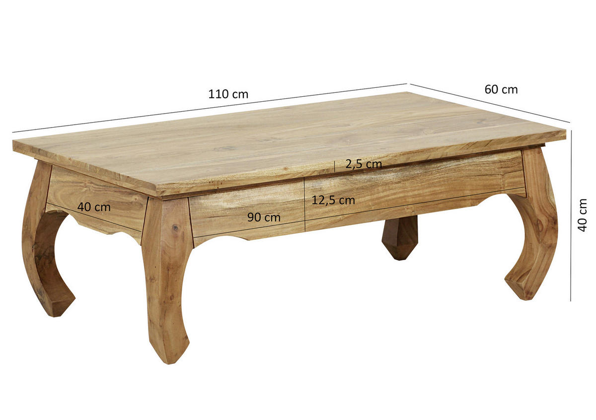 COUCHTISCH in Holz 110/60/40 cm  - Akaziefarben, Design, Holz (110/60/40cm) - MID.YOU