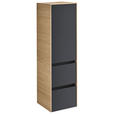 MIDISCHRANK 37/121/33 cm  - Eichefarben/Schwarz, MODERN, Glas/Holzwerkstoff (37/121/33cm) - Dieter Knoll