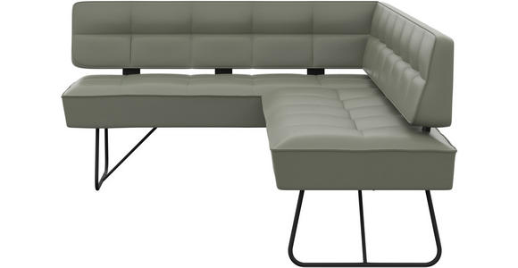 ECKBANK 165/207 cm  in Graugrün  - Schwarz/Graugrün, Design, Leder/Metall (165/207cm) - Moderano