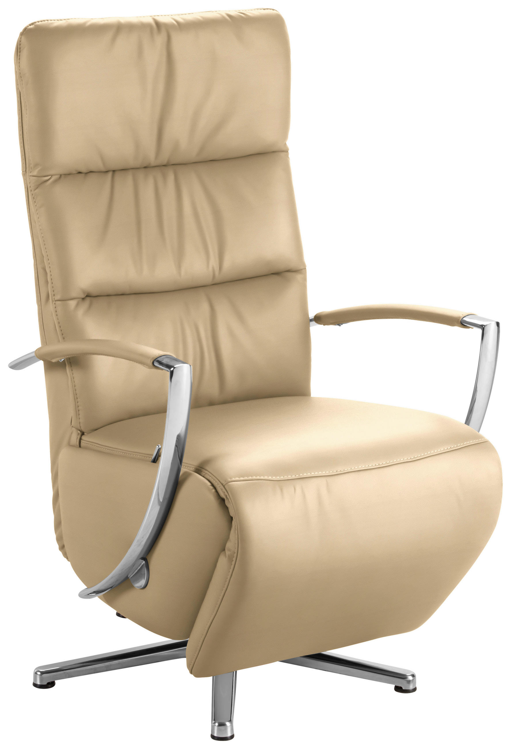 RELAXSESSEL in Leder Cappuccino  - Chromfarben/Cappuccino, Design, Leder/Metall (64/112/80cm) - Cantus