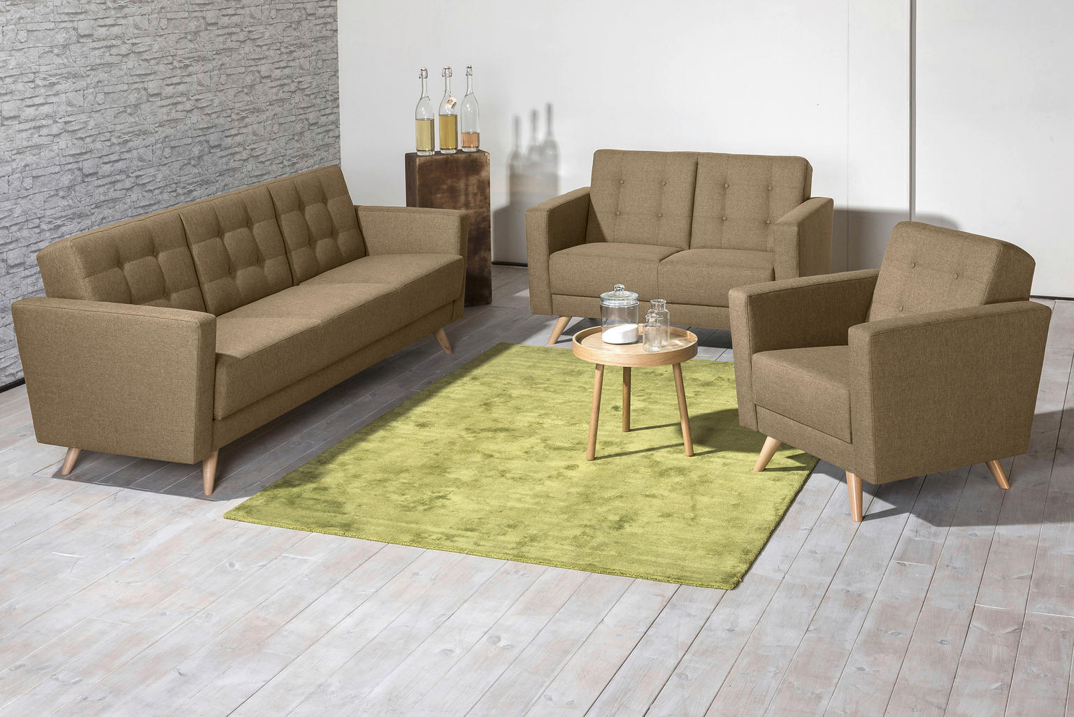 2-SITZER-SOFA Flachgewebe Sandfarben - Einrichtungsbeispiel