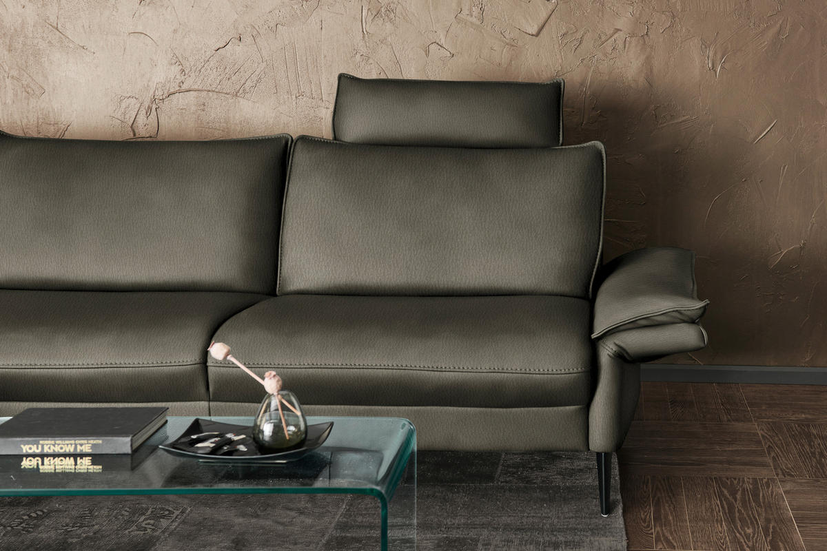 ECKSOFA  in Echtleder Graubraun  172/334 cm  - Graubraun/Schwarz, Design, Leder/Metall (172/334cm) - Hukla