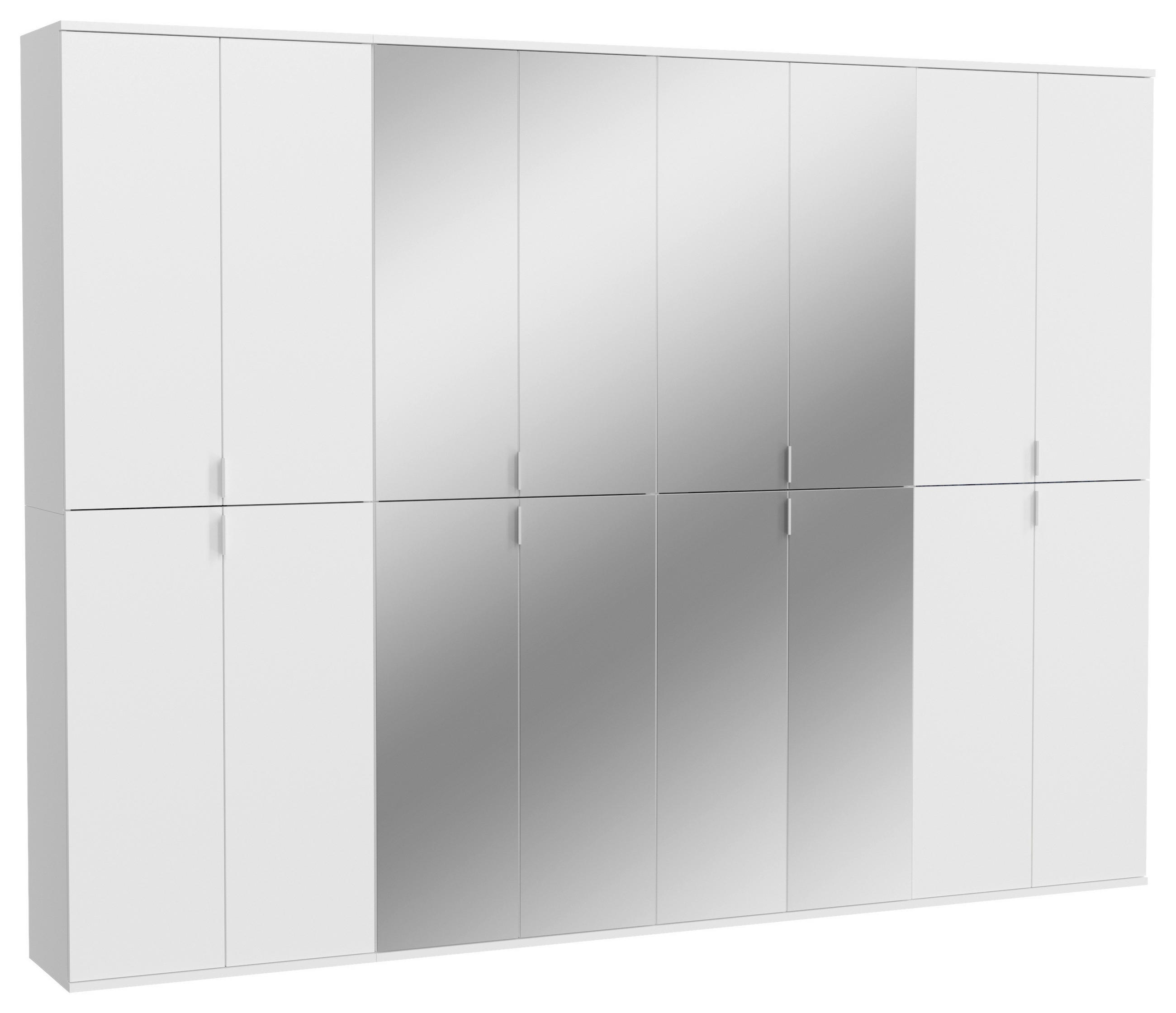 DREHTÜRENSCHRANK 244/193/34 cm,  in Weiß, 16 Tür(en)  - Chromfarben/Weiß Hochglanz, MODERN, Glas/Holzwerkstoff (244/193/34cm) - MID.YOU