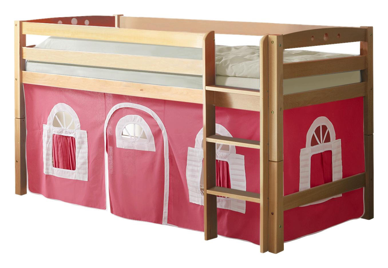 Hochbett 90/200 cm in Rosa, Weiß