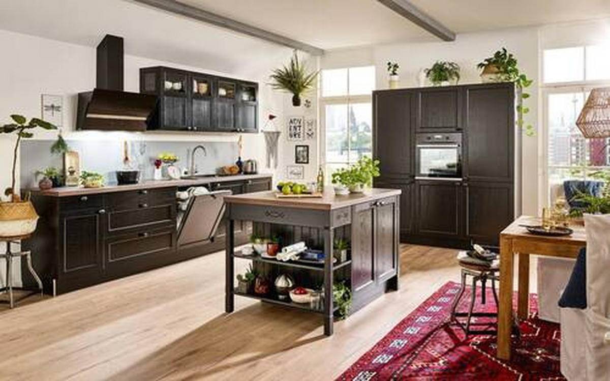 EINBAUKÜCHE BRISTOL  - Schwarz, LIFESTYLE, Holzwerkstoff - Moderano