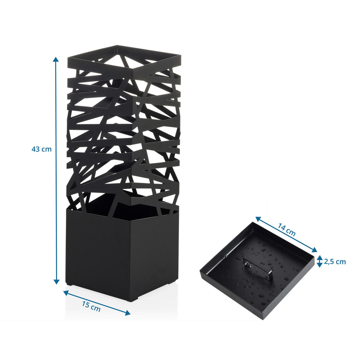 SCHIRMSTÄNDER Metall Schwarz  - Schwarz, MODERN, Metall (15/43/15cm) - MID.YOU