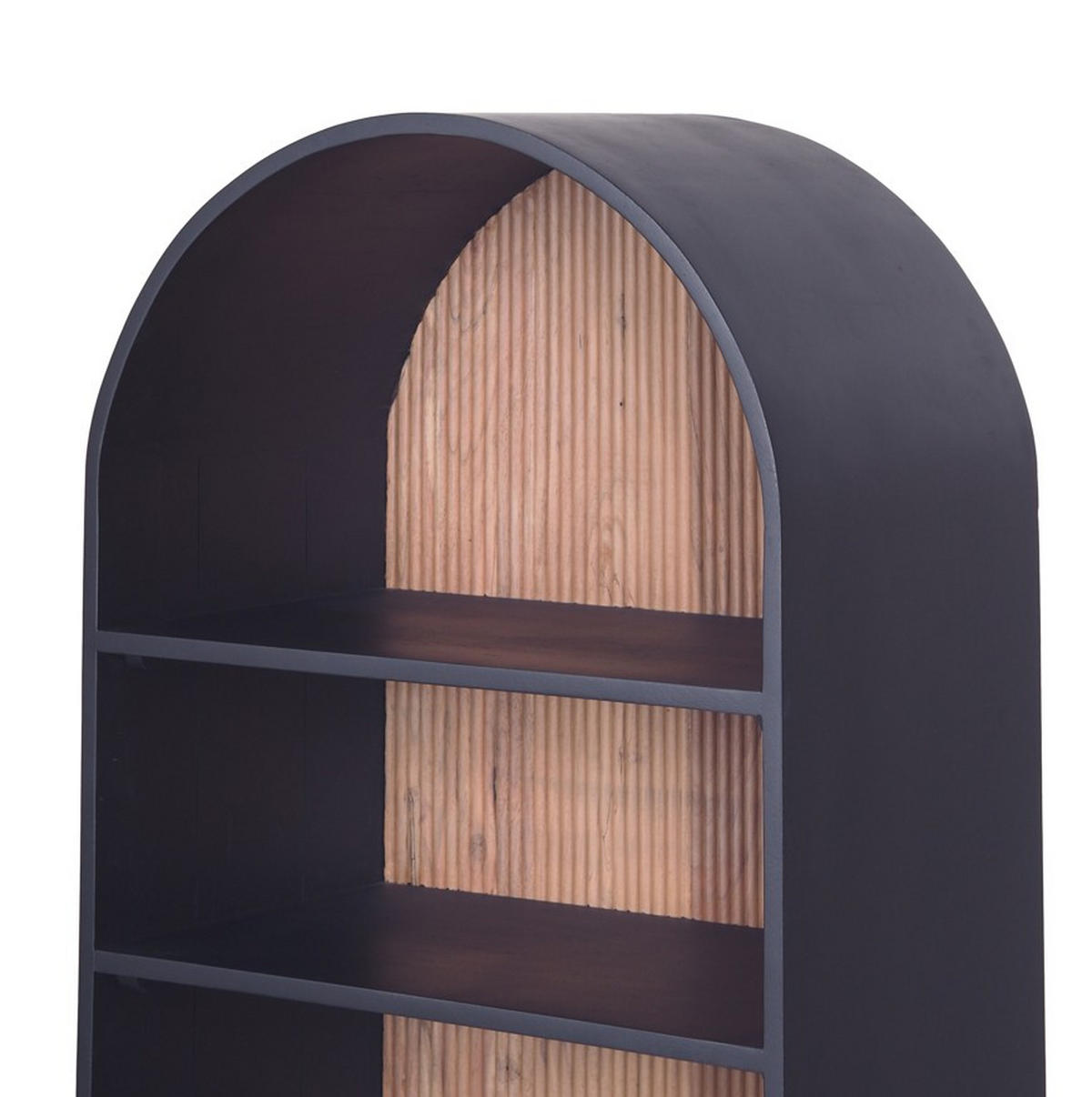 VITRINE  in massiv Akazie Naturfarben, Schwarz  - Schwarz/Naturfarben, KONVENTIONELL, Holz/Metall (63/170/40cm) - Livetastic