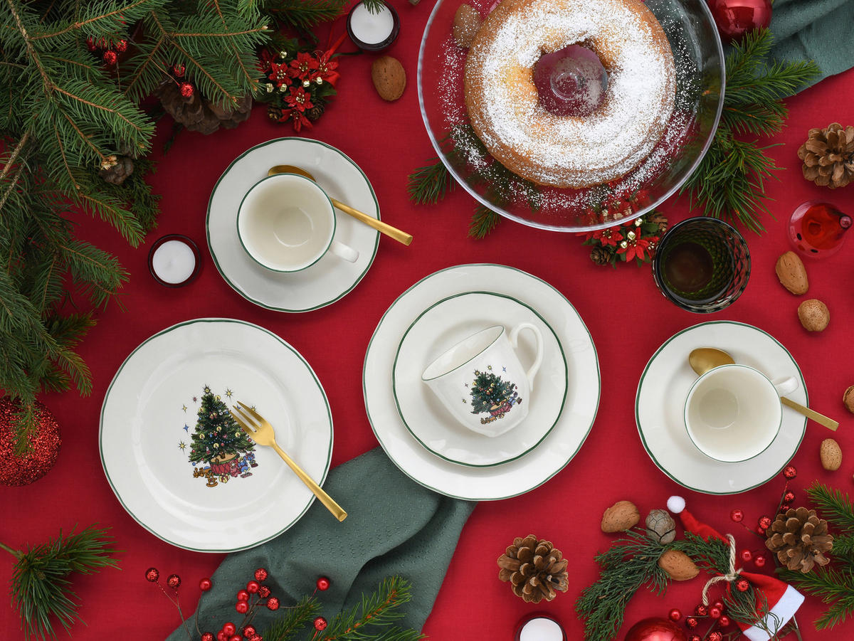 KAFFEESERVICE Tannenbaum bunt 18-teilig  - Multicolor/Weiß, Basics, Keramik - Creatable