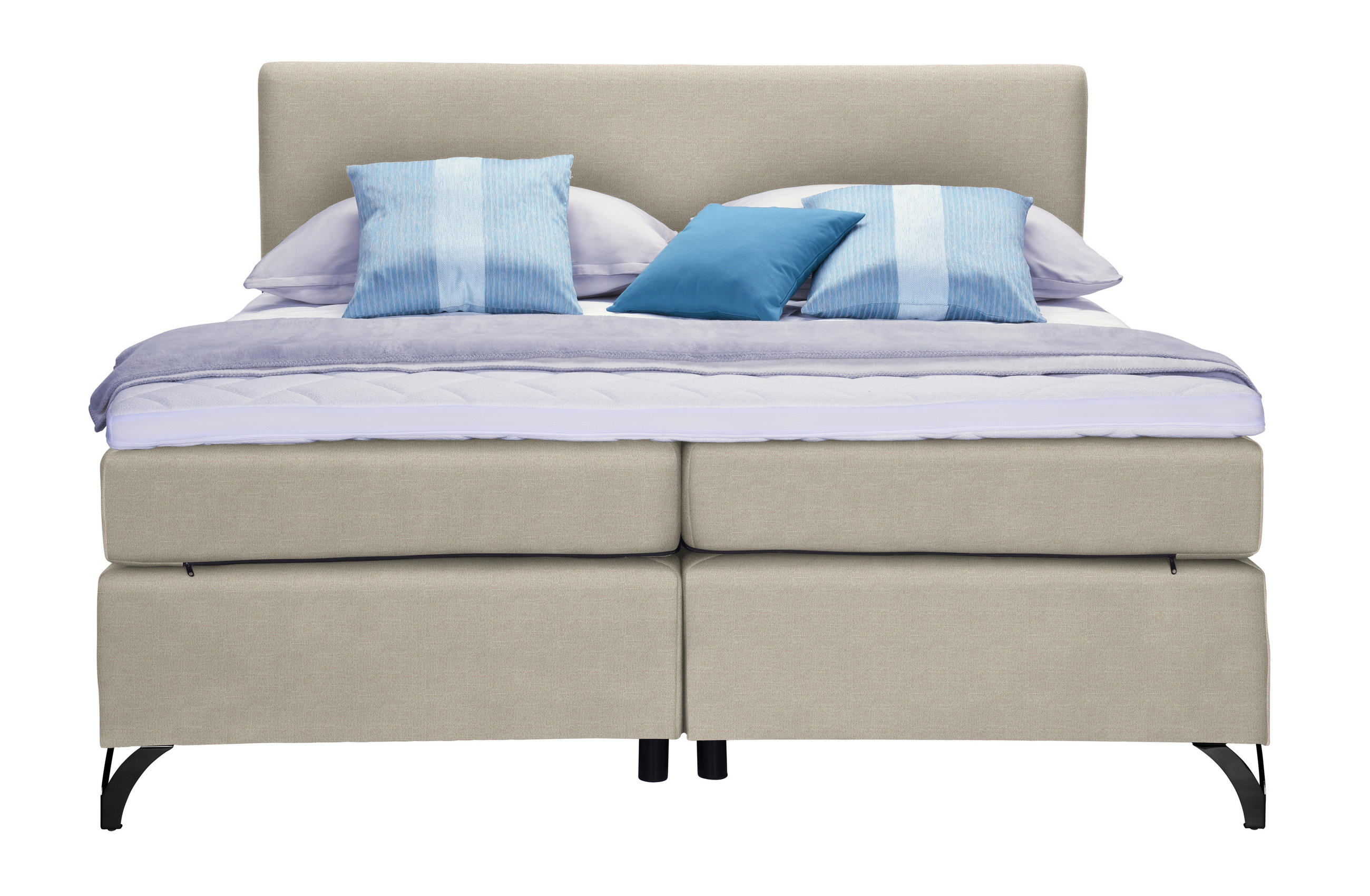BOXSPRINGBETT 140/200 cm  in Beige  - Beige/Schwarz, KONVENTIONELL, Textil/Metall (140/200cm) - Esposa