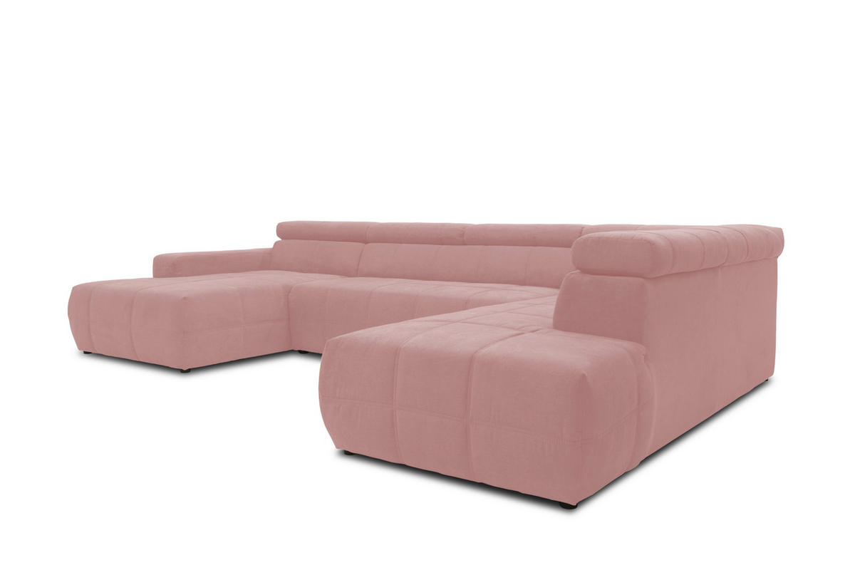 WOHNLANDSCHAFT in Mikrofaser Rosa  - Schwarz/Rosa, Design, Kunststoff/Textil (175/359/228cm) - MID.YOU