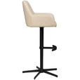 BARHOCKER Echtleder Beige Eisen Sitzfläche 360° drehbar, inklusive Armlehnen  - Beige/Schwarz, Design, Leder/Metall (54/99-117/52,5cm) - Novel