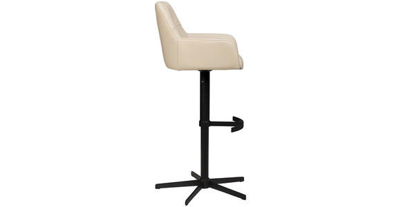 BARHOCKER Echtleder Beige Eisen Sitzfläche 360° drehbar, inklusive Armlehnen  - Beige/Schwarz, Design, Leder/Metall (54/99-117/52,5cm) - Novel