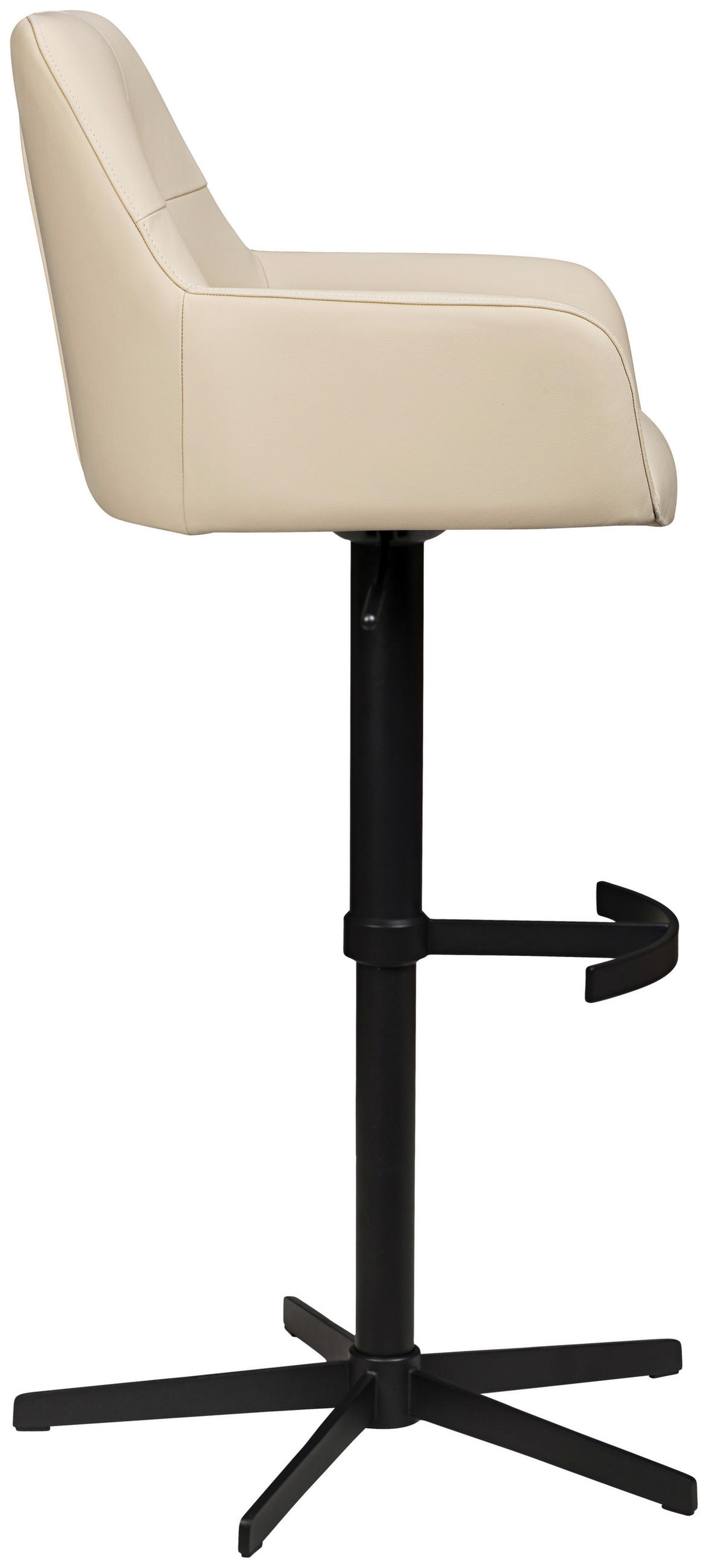 BARHOCKER Echtleder Beige Eisen Sitzfläche 360° drehbar, inklusive Armlehnen  - Beige/Schwarz, Design, Leder/Metall (54/99-117/52,5cm) - Novel