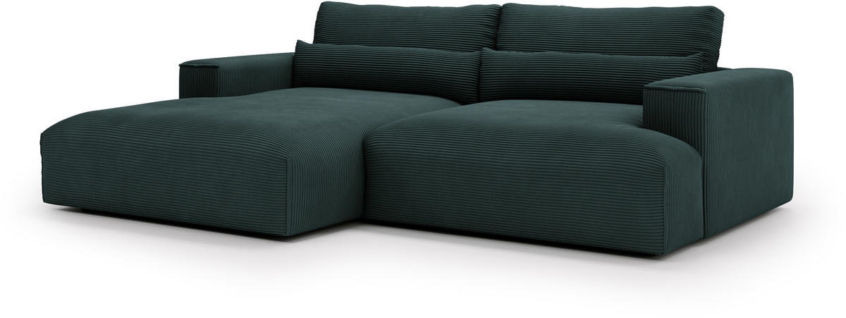 ECKSOFA Felicia Anthrazit Cord  - Anthrazit/Schwarz, Design, Kunststoff/Textil (187/267cm) - Stylife
