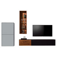 WOHNWAND  in Grau, Schwarz, Nussbaumfarben  282,4/221,4/48,4 cm  - Nussbaumfarben/Schwarz, Design, Glas/Holz (282,4/221,4/48,4cm) - TEAM 7