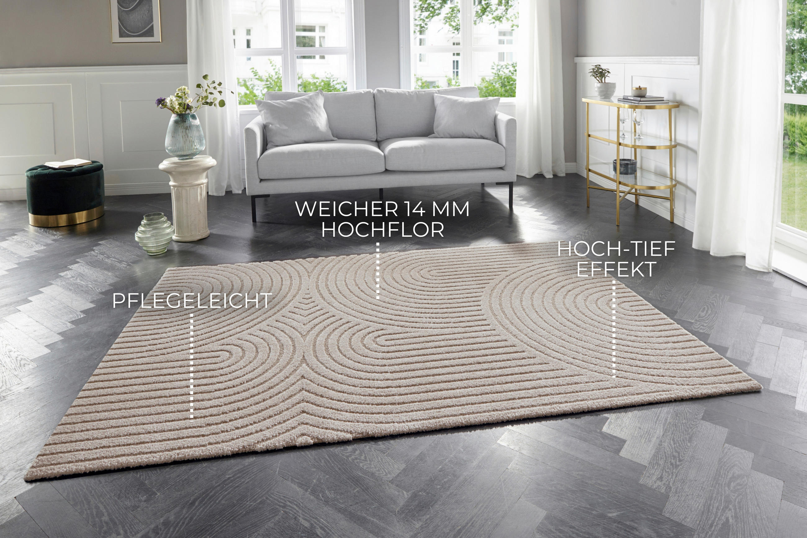 HOCHFLORTEPPICH 200/290/290 cm New York Creme, Beige  - Beige/Creme, Basics, Kunststoff/Textil (200/290/290cm) - Elle Decoration