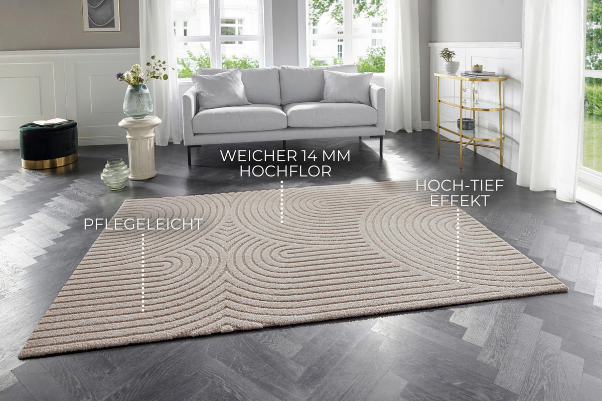 HOCHFLORTEPPICH 200/290/290 cm New York Creme, Beige  - Beige/Creme, Basics, Kunststoff/Textil (200/290/290cm) - Elle Decoration