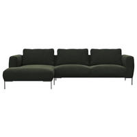 ECKSOFA Waldgrün Webstoff, Flachgewebe  - Waldgrün/Schwarz, Design, Textil/Metall (148/303cm) - Livetastic