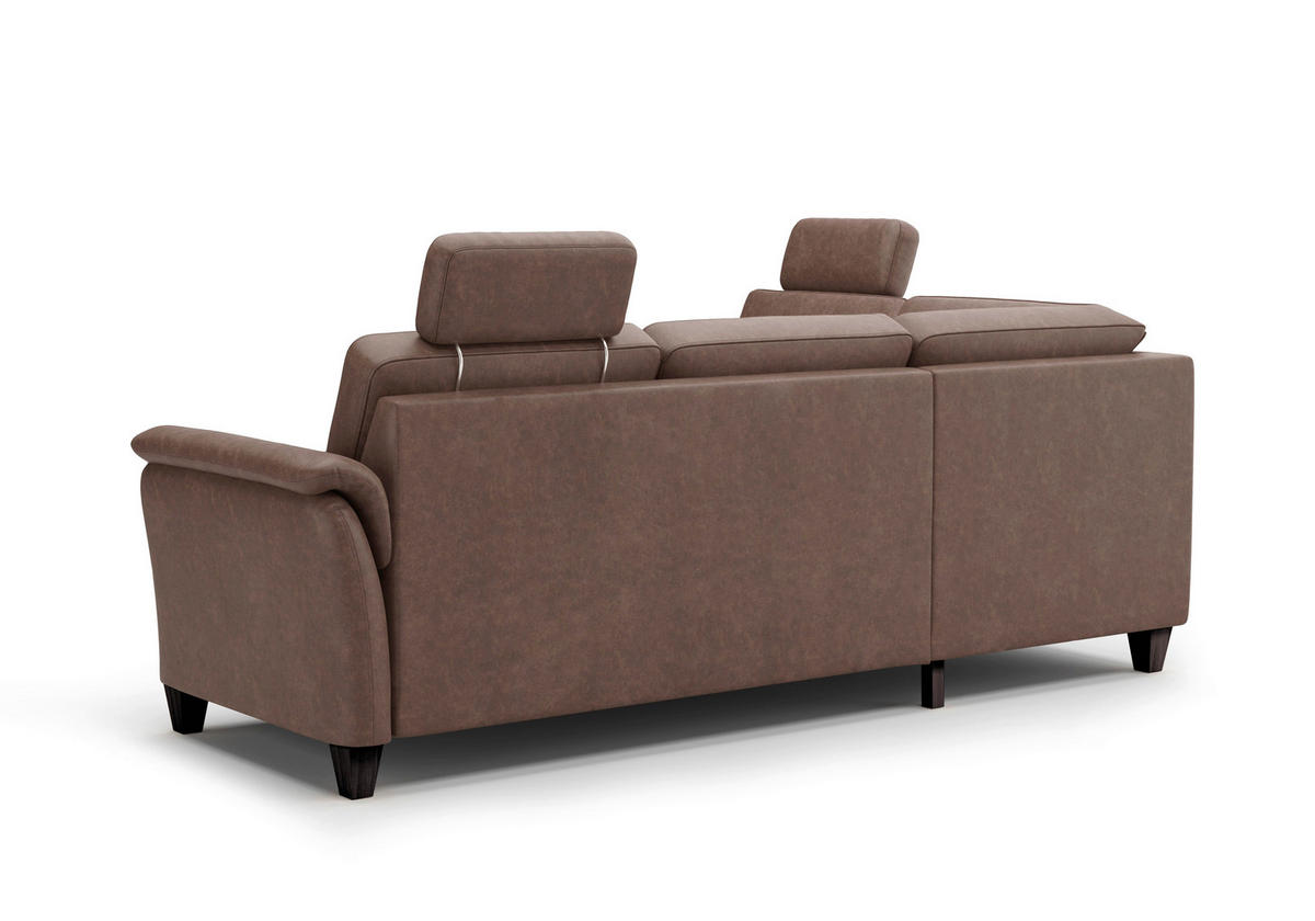 ECKSOFA PALMERA V Haselnussfarben Mikrofaser  - Wengefarben/Haselnussfarben, KONVENTIONELL, Holz/Textil (212/236cm) - Sit & More