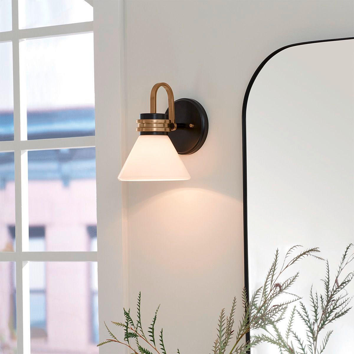 BADEZIMMER-WANDLEUCHTE Masthead   - Champagner/Schwarz, KONVENTIONELL, Glas/Metall (24/17,8/21,5cm) - Elstead Lighting