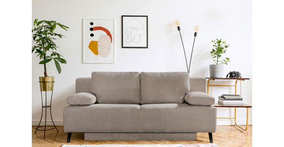 SCHLAFSOFA Cord Hellbraun Rückenkissen, Armlehnenkissen, Bettkasten, Rücken echt  - Hellbraun/Schwarz, MODERN, Textil/Metall (197/92/88cm) - Novel