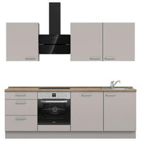 KÜCHENLEERBLOCK 240 cm   in Grau, Eiche dunkel  - Eiche dunkel/Edelstahlfarben, MODERN, Holzwerkstoff/Metall (240cm) - Nobilia
