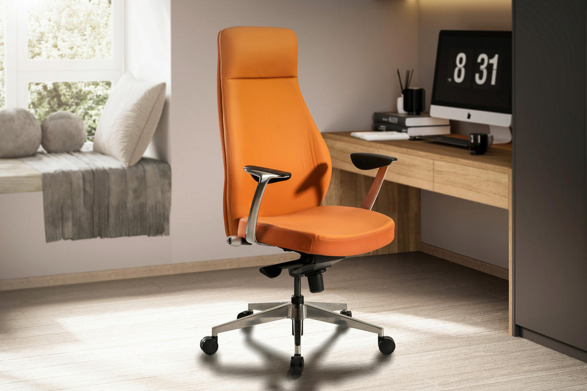 UREDSKA STOLICA  smeđa  tekstil  - srebrne boje/smeđa, Design, tekstil/metal (74/125/74cm) - MID.YOU