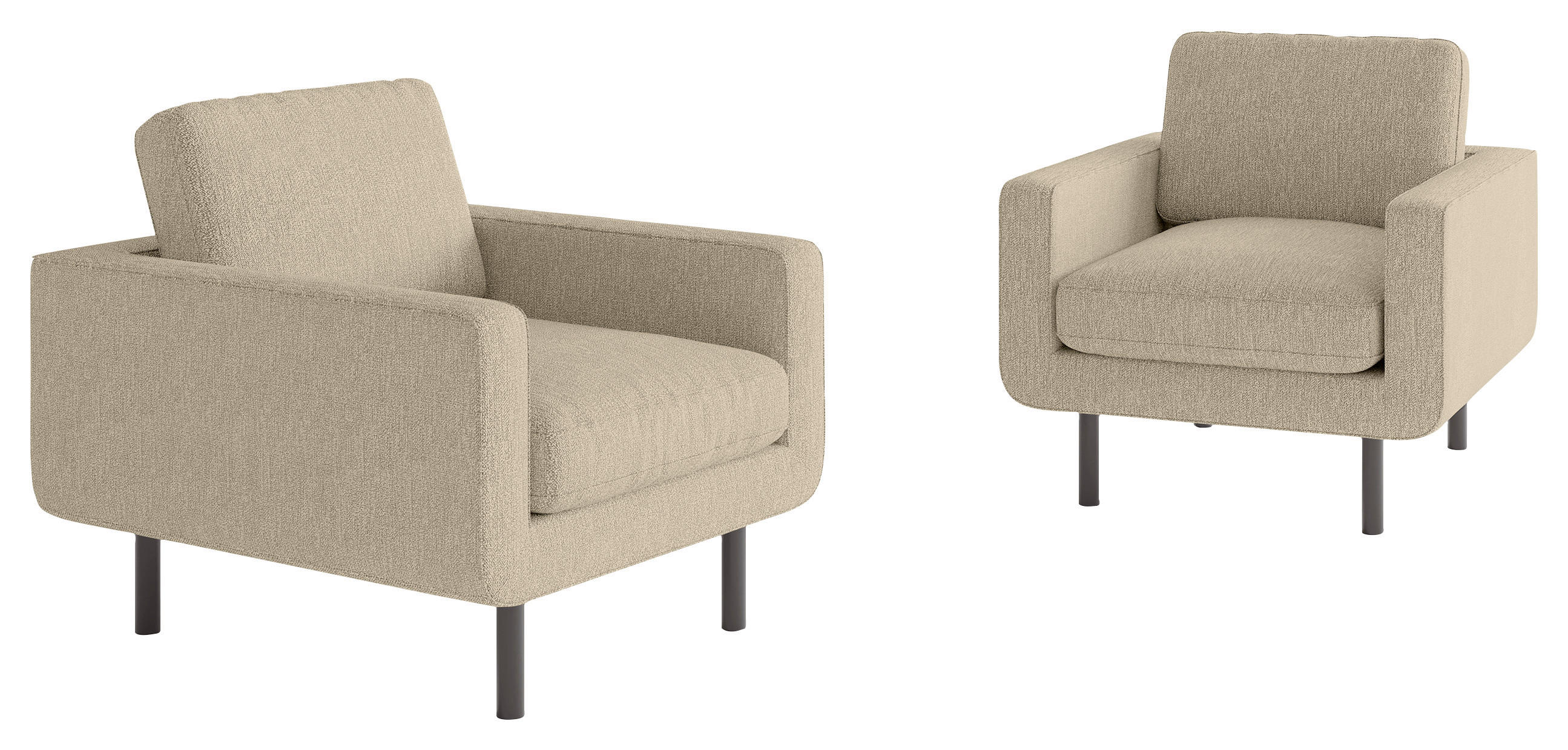 SESSEL SUBURBAN Flachgewebe Beige    - Beige/Schwarz, Design, Textil/Metall (70/80/92cm) - Livetastic