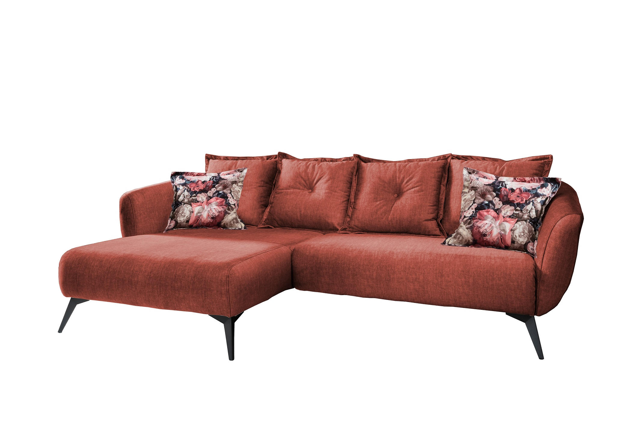 ECKSOFA Koralle, Multicolor Velours - Koralle/Multicolor, MODERN, Holz/Textil (162/277cm) - Livetastic