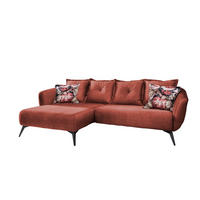ECKSOFA in Velours Koralle, Multicolor  162/277 cm  - Koralle/Multicolor, MODERN, Holz/Textil (162/277cm) - Livetastic