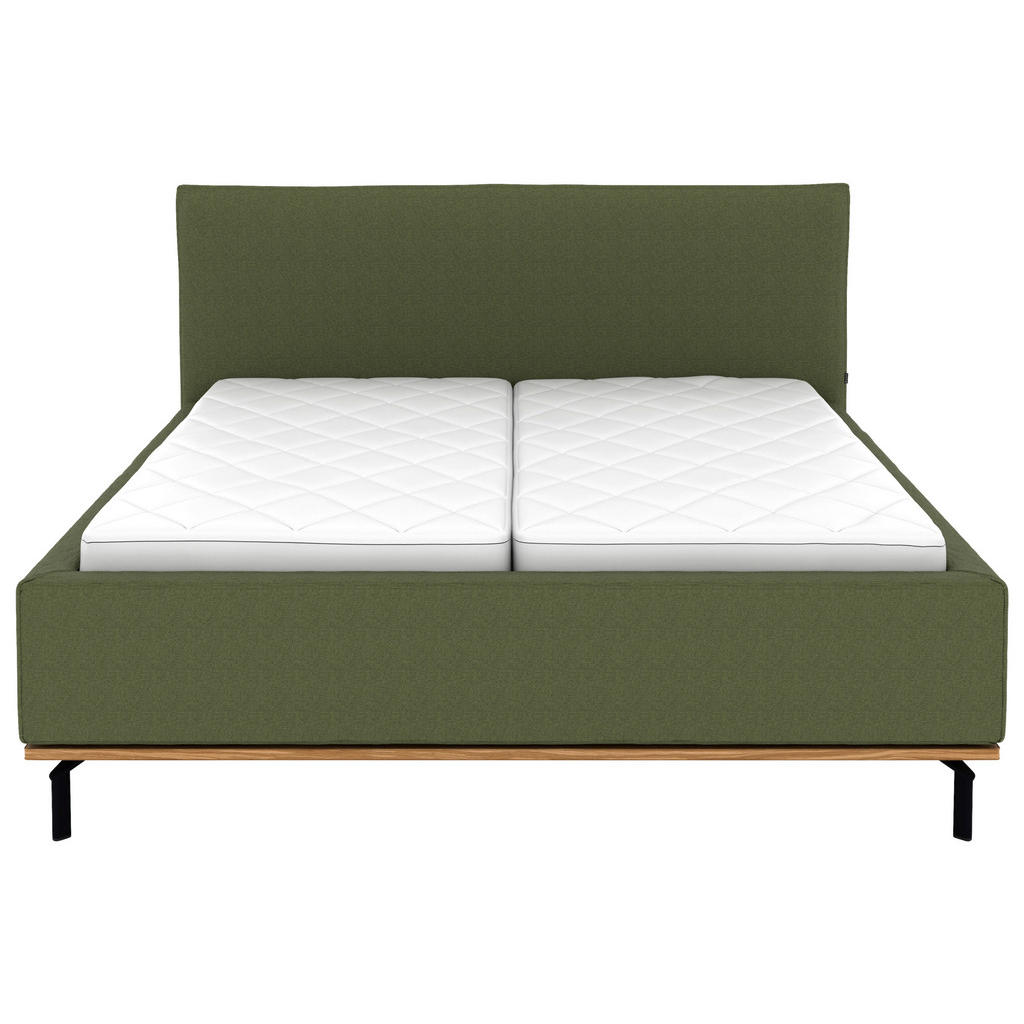Thumbnail - Musterring Polsterbett, Dunkelgrün, Textil, Birke, Buche, massiv, H2 + H3, Höhe ca. 20 cm, 180x200 cm, Reach, atmungsakt...