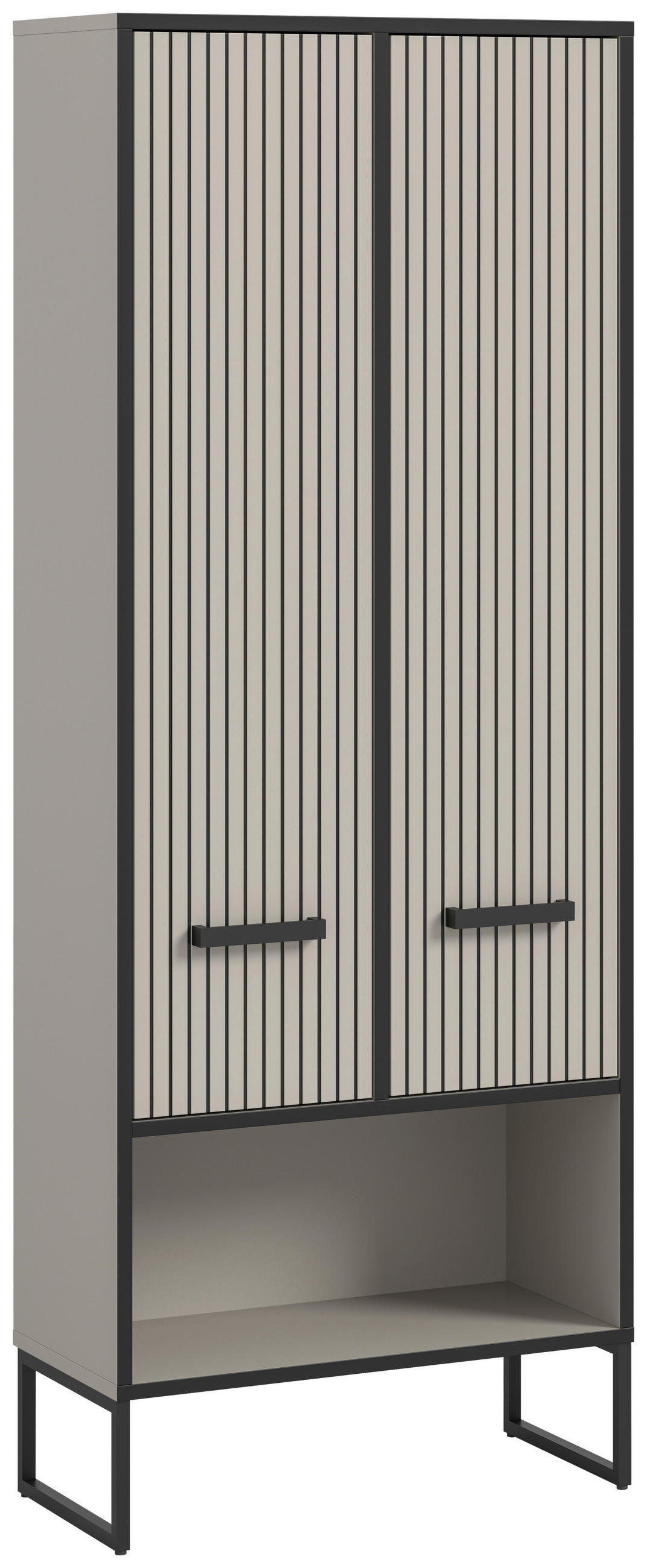 HOCHSCHRANK 59/159/32 cm  - Kaschmir/Schwarz, MODERN, Holzwerkstoff/Metall (59/159/32cm) - MID.YOU