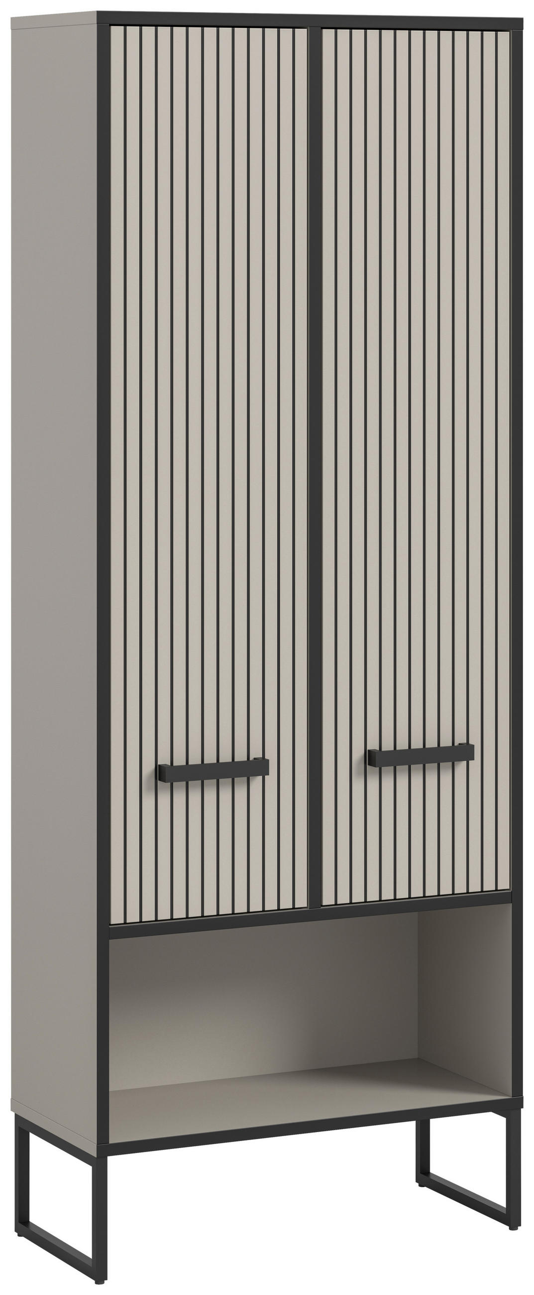 HOCHSCHRANK 59/159/32 cm  - Kaschmir/Schwarz, MODERN, Holzwerkstoff/Metall (59/159/32cm) - MID.YOU