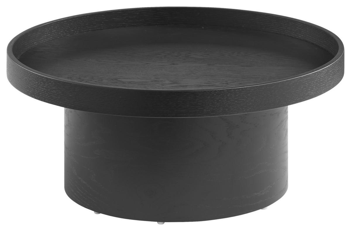 COUCHTISCH JUSTB! Eiche furniert 60/60/26 cm rund Schwarz  - Schwarz, Design, Holz (60/60/26cm) - Musterring
