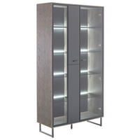 VITRINE in furniert Eiche Schwarz, Eichefarben  - Eichefarben/Anthrazit, Design, Glas/Holz (98/185/37cm) - MID.YOU