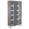 VITRINE  in furniert Eiche Schwarz, Eichefarben - Eichefarben/Anthrazit, Design, Glas/Holz (98/185/37cm) - Novel