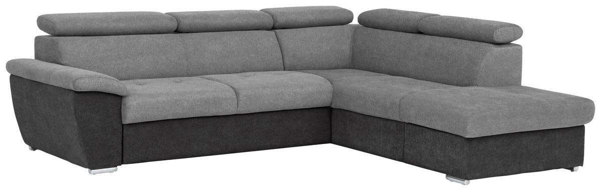 ECKSOFA in Mikrofaser Grau, Schwarz  - Chromfarben/Schwarz, Design, Textil/Metall (262/216cm) - Livetastic