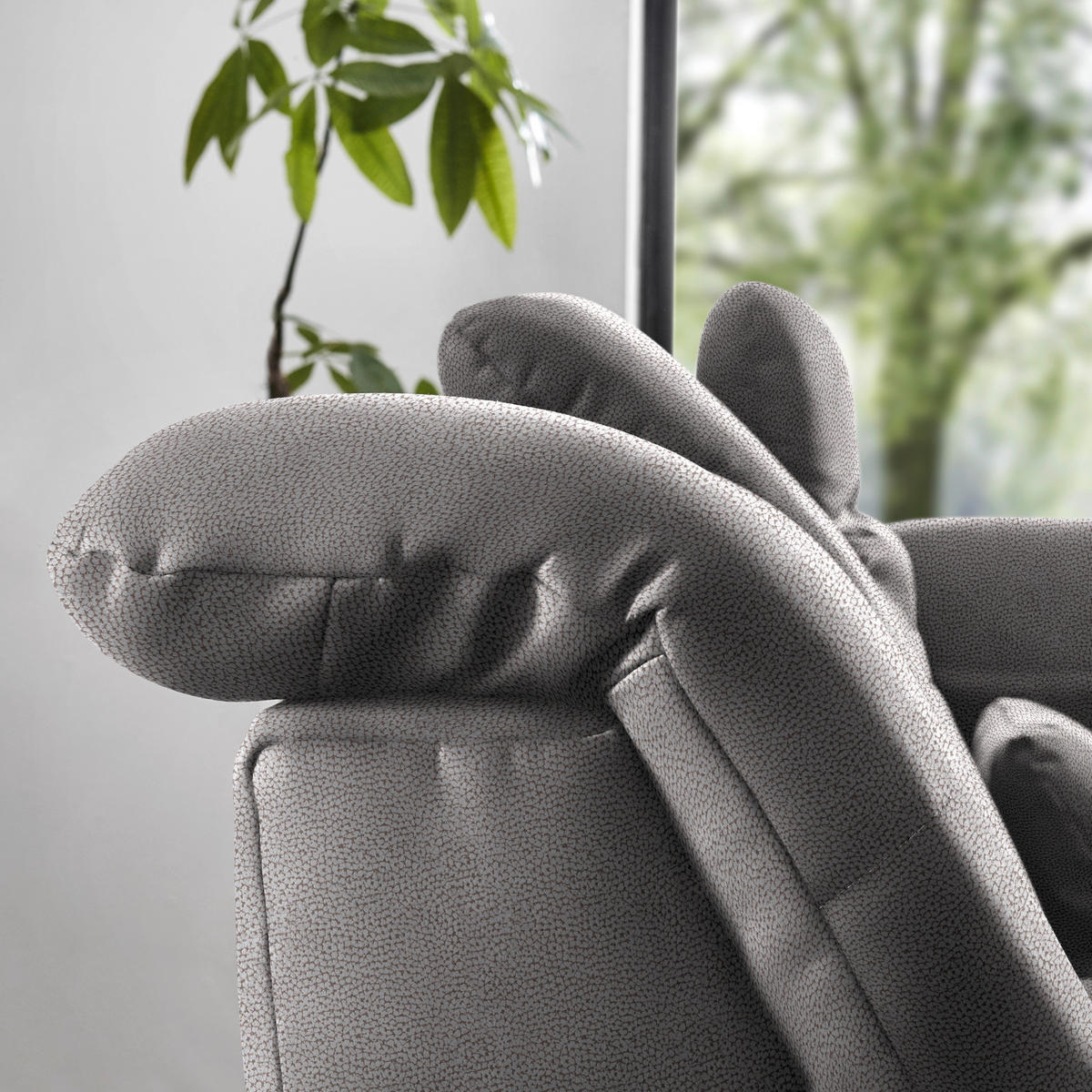 ECKSOFA  in Flachgewebe Hellgrau  309/195 cm  - Chromfarben/Hellgrau, Design, Textil (309/195cm) - Beldomo Style