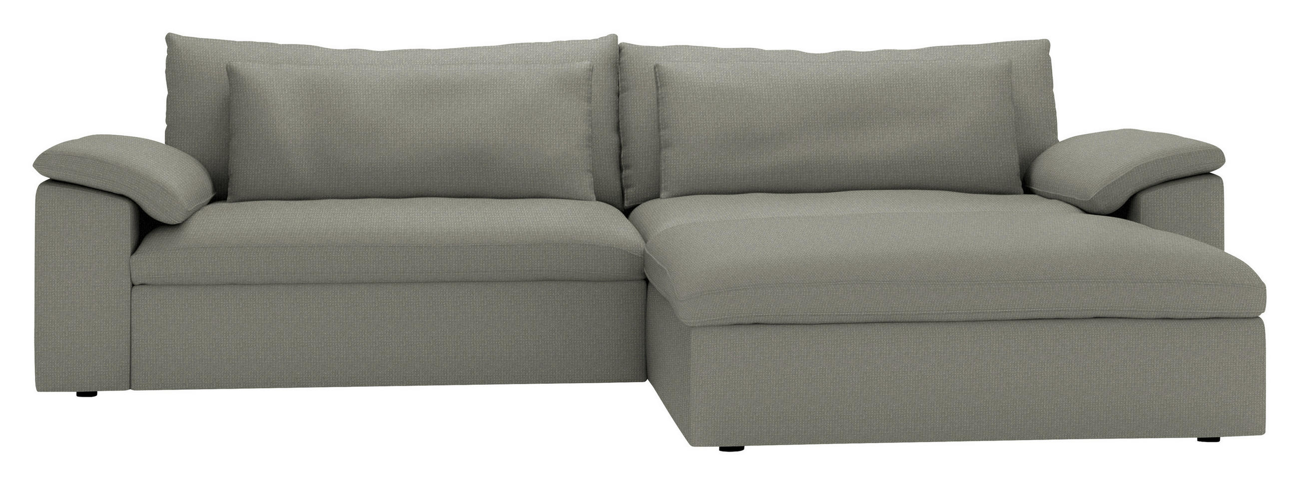 ECKSOFA  Chenille Graubraun  - Graubraun/Schwarz, Modern, Kunststoff/Textil (306/198cm) - Carryhome