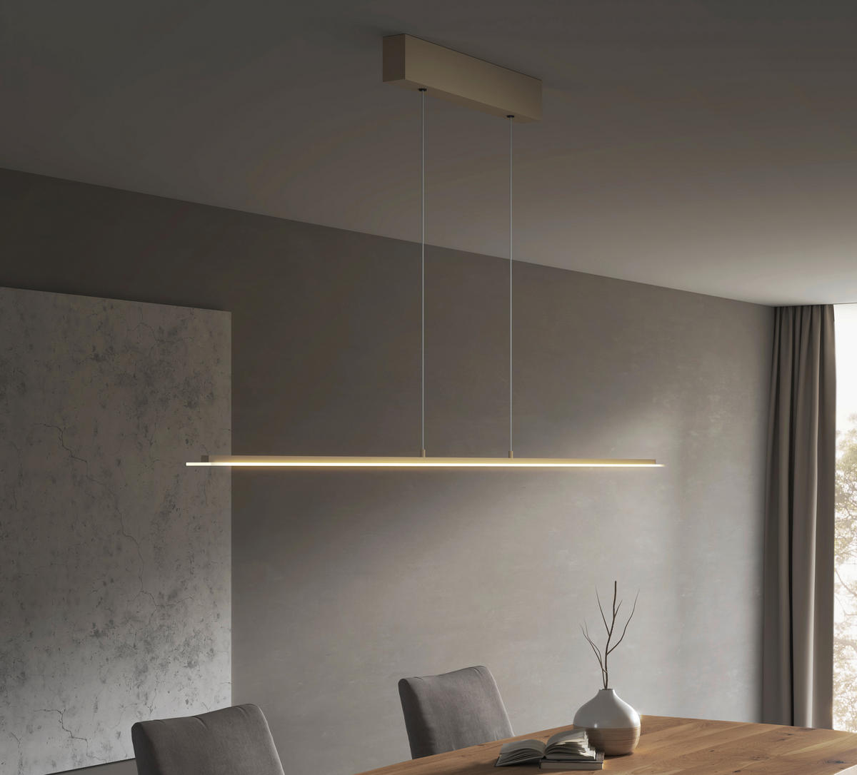 LED-HÄNGELEUCHTE Torvi 115/9/180 cm   - Sandfarben, Design, Glas/Metall (115/9/180cm) - Fischer & Honsel