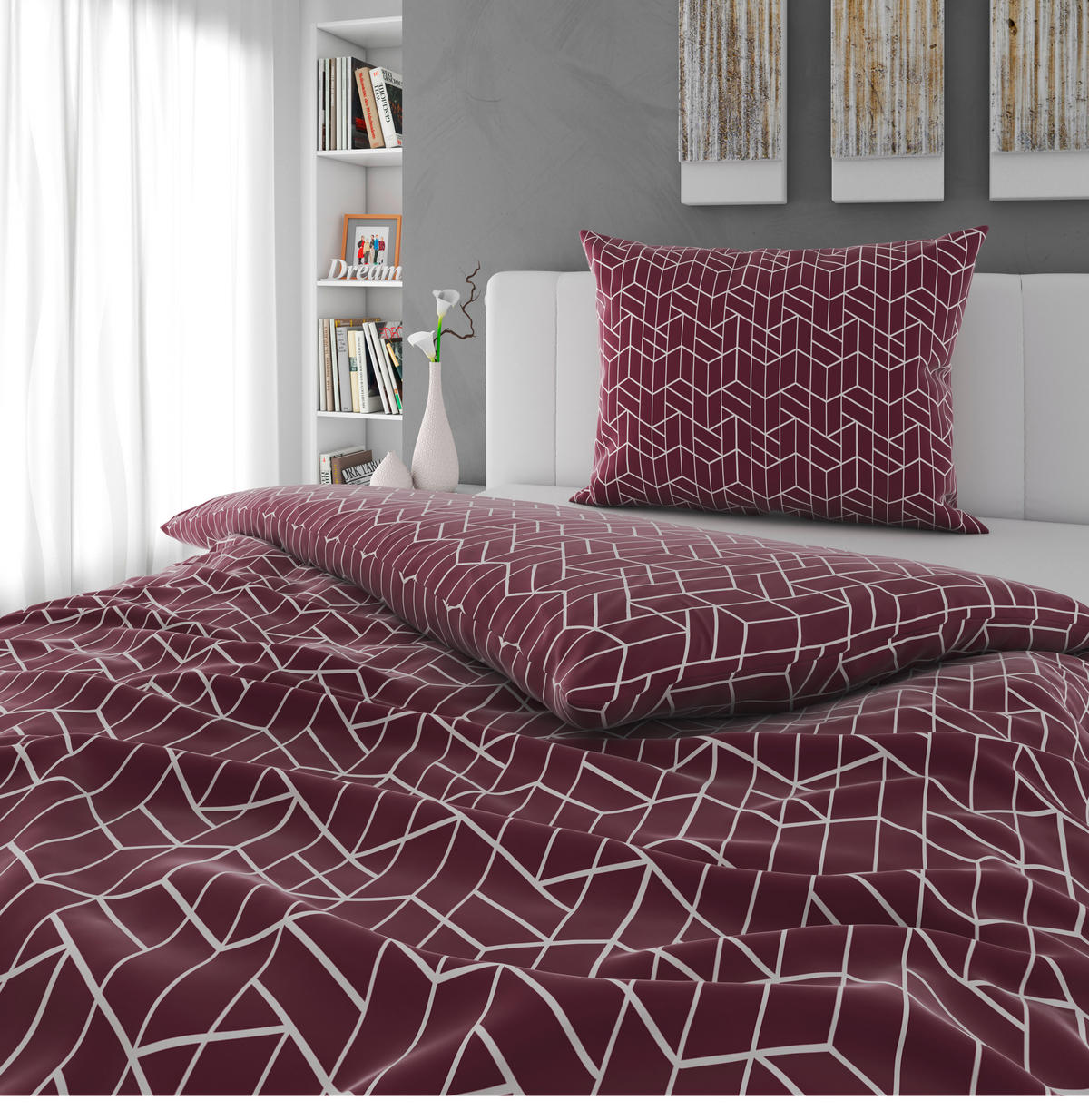BETTWÄSCHE 2-teilig Satin 140/200 cm  - Bordeaux/Multicolor, Design, Textil (140/200cm) - Novel