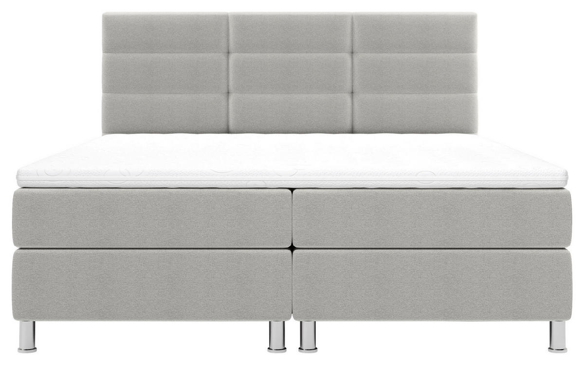 BOXBETT  in Grau  - Chromfarben/Grau, KONVENTIONELL, Textil/Metall (160/200cm) - Carryhome