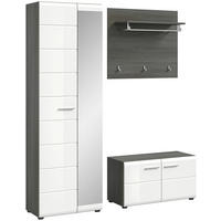 GARDEROBE 3-teilig  in 155/192/37 cm  - Weiß Hochglanz, Design, Holzwerkstoff (155/192/37cm) - MID.YOU