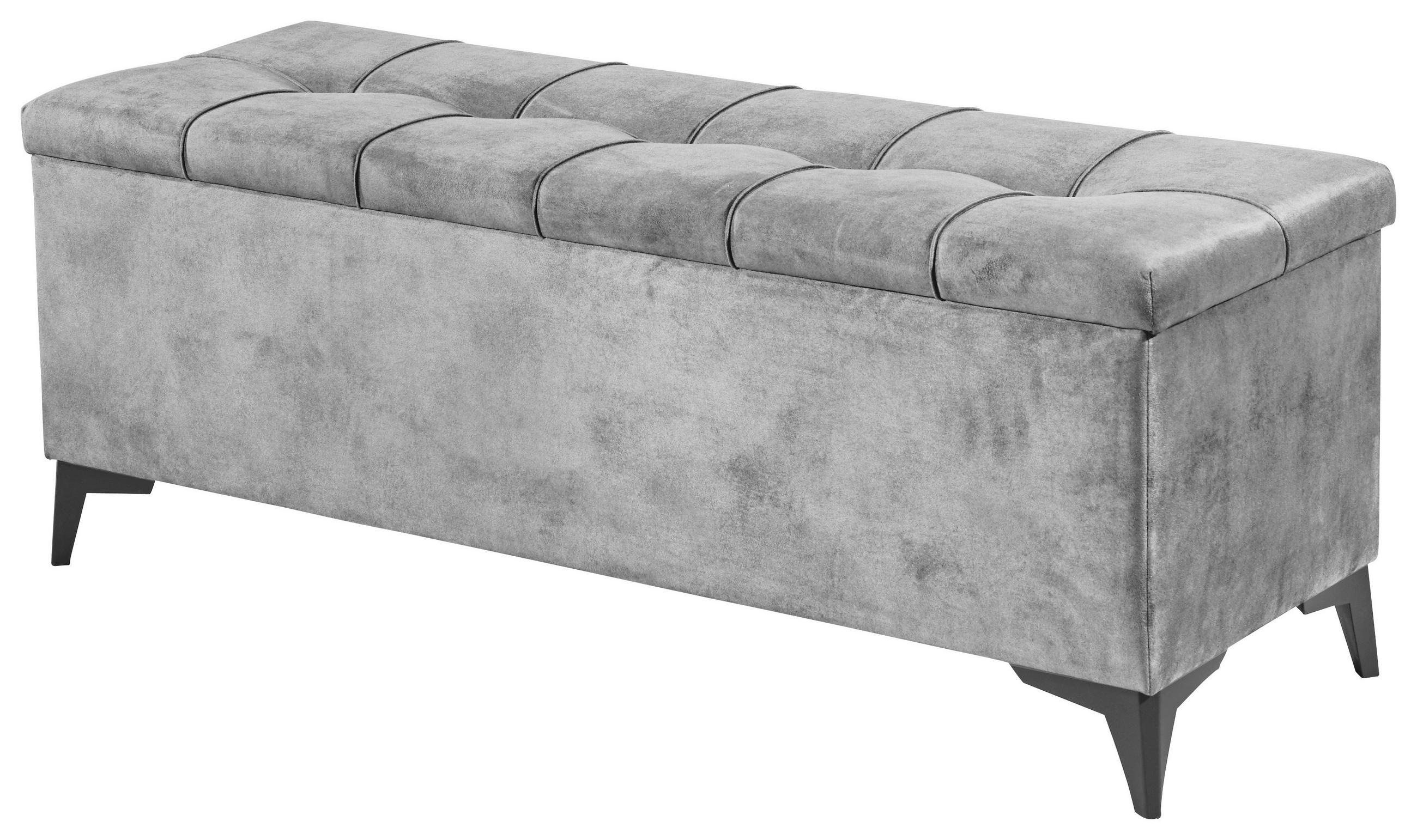 BETTBANK Mikrovelours Grau  - Schwarz/Grau, KONVENTIONELL, Kunststoff/Textil (139/58/50cm) - Modante