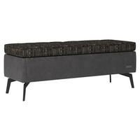 BETTBANK Webstoff, Lederlook (vegan) Dunkelgrau  - Dunkelgrau/Schwarz, Design, Textil/Metall (143/54/51cm) - Joop!