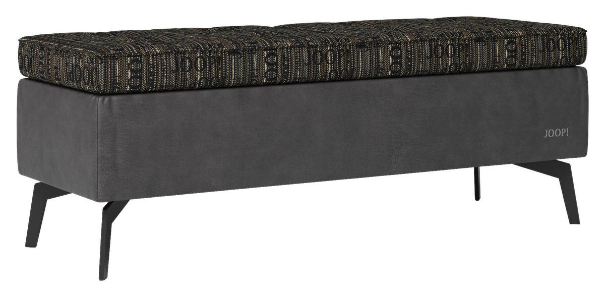 BETTBANK Webstoff, Lederlook (vegan) Dunkelgrau  - Dunkelgrau/Schwarz, Design, Textil/Metall (143/54/51cm) - Joop!