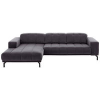 ECKSOFA in Velours Altrosa  195/293 cm  - Schwarz/Altrosa, Design, Textil/Metall (195/293cm) - Beldomo Style