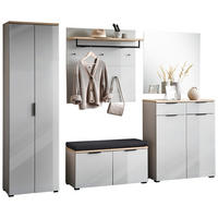 GARDEROBE 6-teilig  in 265/197/19 cm  - Kaschmir/Eichefarben, Design, Glas/Holzwerkstoff (265/197/19cm) - Voleo