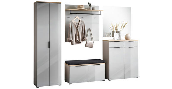 GARDEROBE 6-teilig  in 265/197/19 cm  - Kaschmir/Eichefarben, Design, Glas/Holzwerkstoff (265/197/19cm) - Voleo