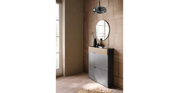 GARDEROBE 2-teilig in 83/200/22 cm - Eichefarben/Graphitfarben, Design, Glas/Holzwerkstoff (83/200/22cm) - Voleo